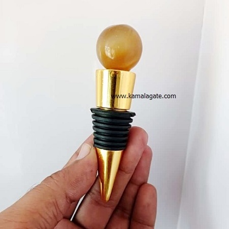 Natural Gemstone Customize Suncatcher Cone Shape Crystal Glass Wine Stopper For Wedding Gifts Crystal Crafts