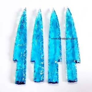 Blue Onyx 5 inch Agate Glass Knife hand knapped Obsidian Bulk Arrowhead glass stone knife Hunting Arrowhead