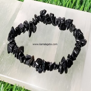 Natural Stone Black Tourmaline gemstone Chips Crystal Chips Bracelets Crystal Stone Chips Bracelet