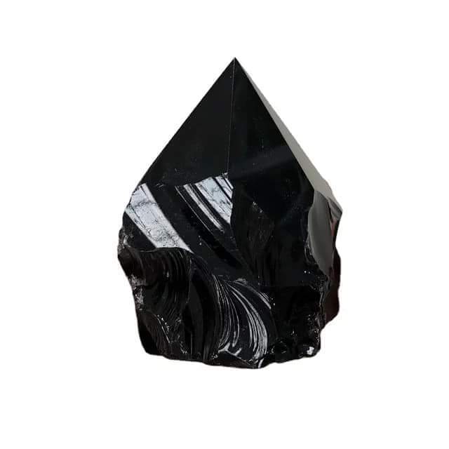 Wholesale Natural Stone Black Obsidian Top Polished Point With Rough Base Black Obsidian Point and Tower for Decoration