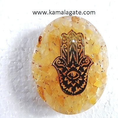 Yellow Aventurine Orgone Dome With Hamsa Symbol Chakra Healing Stone Of Dome Sets Reiki Agate Domes