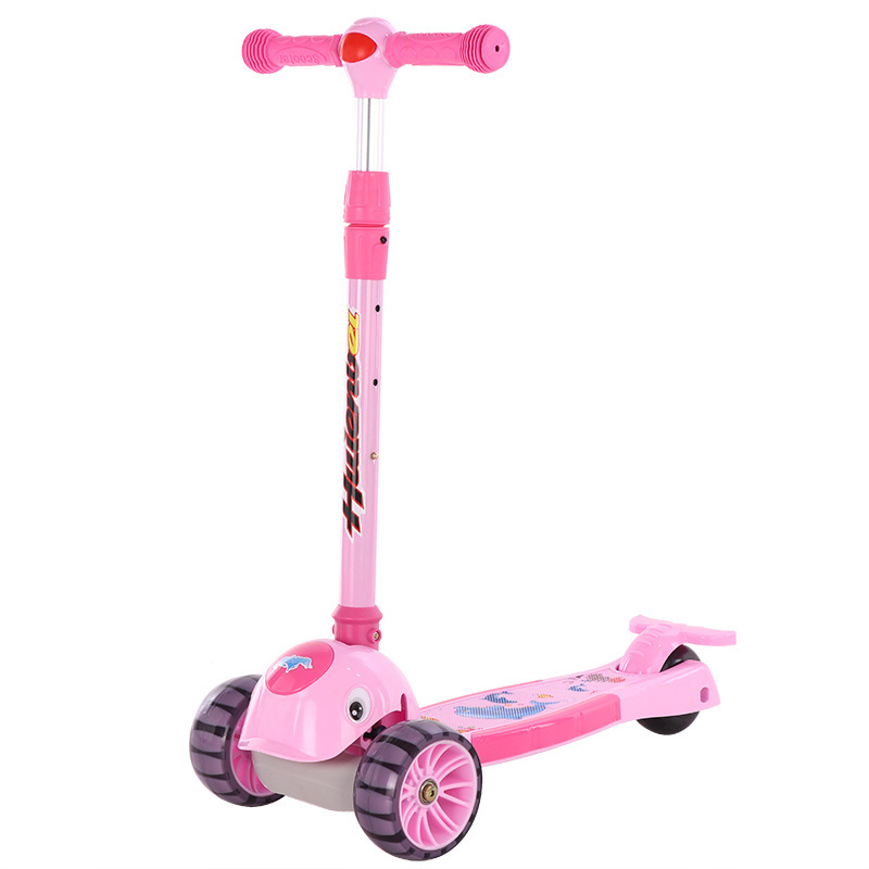 dolphins Shape fashion kids toys kick scooter Foldable flashing wheel kids baby children Scooter