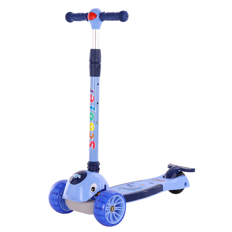 dolphins Shape fashion kids toys kick scooter Foldable flashing wheel kids baby children Scooter