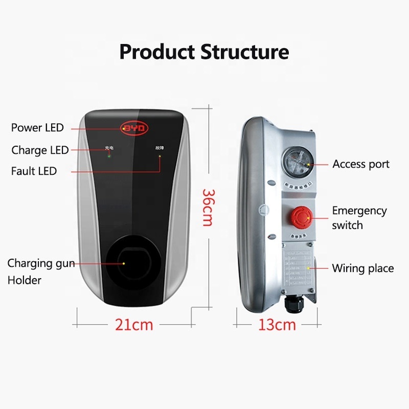 220V 32A 7KW 11KW Home Wall Mounted EV Car BYD Charger Station Wallbox Battery Charger for Electric Vehicle Car