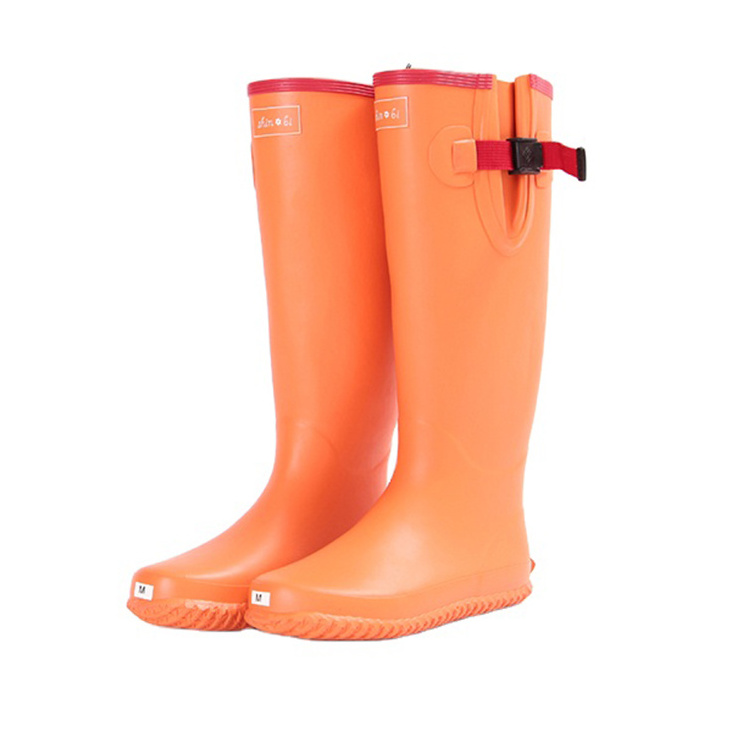 Fashion Rubber Rain Boots Custom Orange Wellington Boot Clear Rain Boots Women