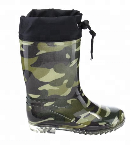 Half waterproof overalls camouflage printed large size knee high men rubber boot for rain