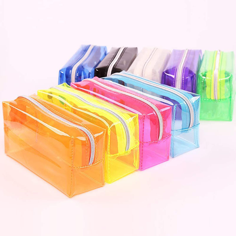 Clear Pencil Case /transparent PVC Big Capacity Pencil Pouch/ Pen Bag Cosmetic Pouch with Zipper for School Office Plastic