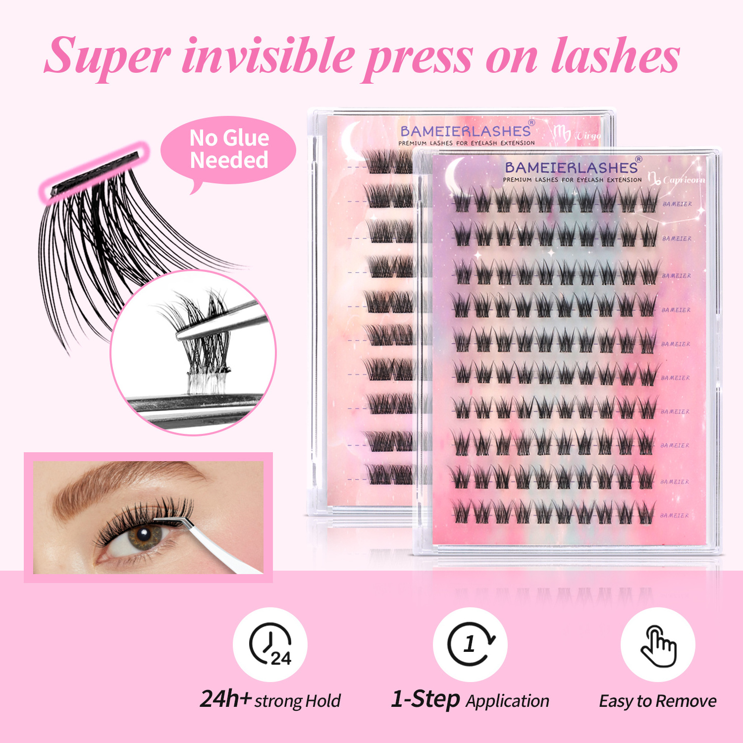 Factory Handmade Self Adhesive Diy Lashes Superfine Band Pre Cut Press On Segment Eyelashes Pre Bond  No Glue Cluster Diy Lashes