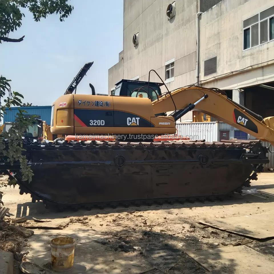 Japan made original Caterpillar 320D amphibious excavator in good condition wetland excavator boat cat320C for sale