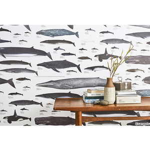 Japanese style houses designer sticker home decoration ocean fish wallpaper