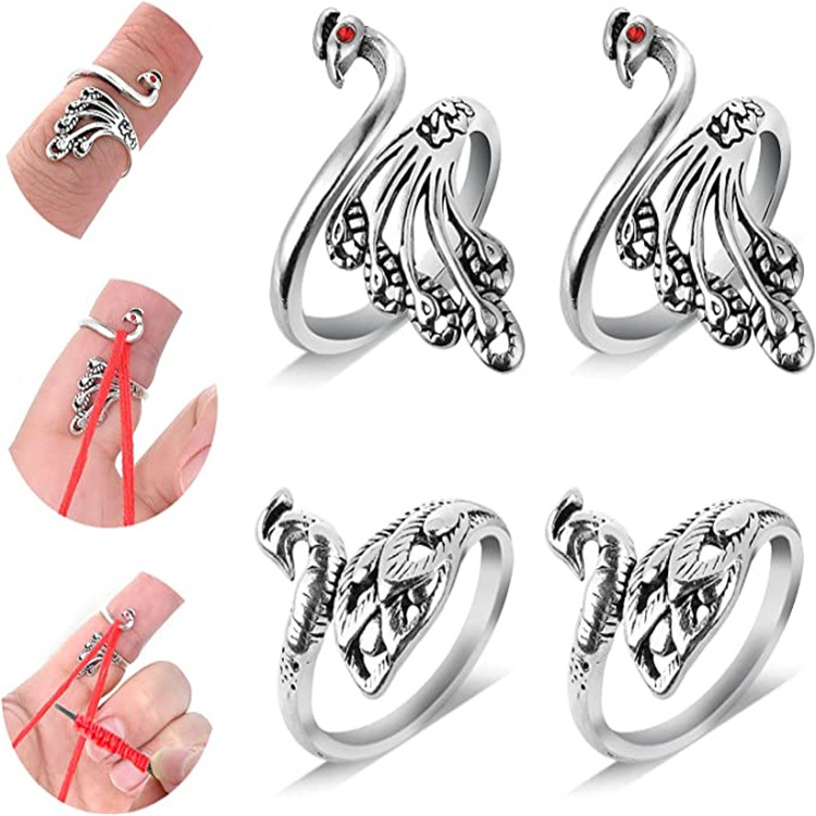 Adjustable Hook Knitting Crochet Supplies Opening Finger Thimble Yarn Holder Loop Ring Crocheting Counter Kit Pins Hand Weaving