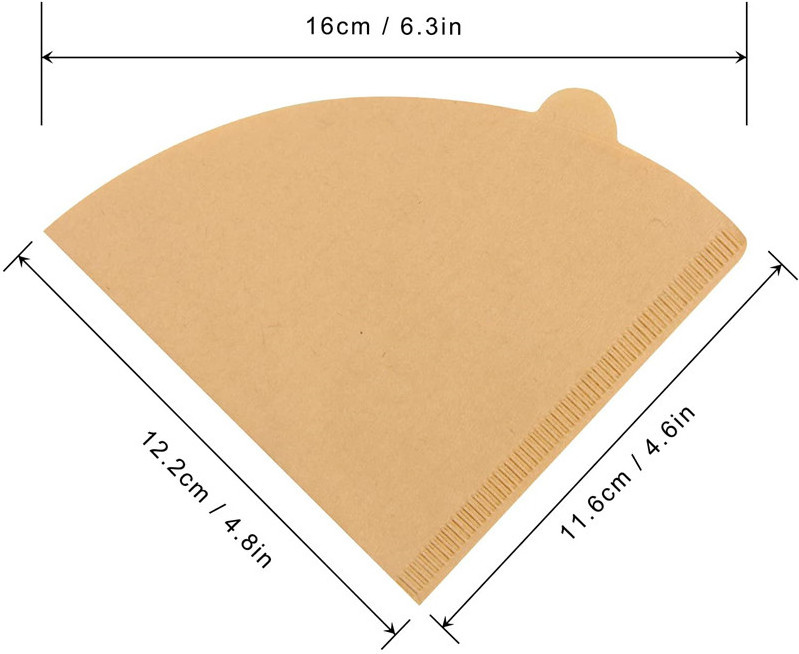 100 Pcs Disposable Paper For Pour Over Coffee Dropper & Coffee Maker Natural Brown Paper Cone Coffee Filter