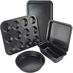 5 pcs baking Set baking tray  baking tool 6-hole pizza tray toast round cake mold