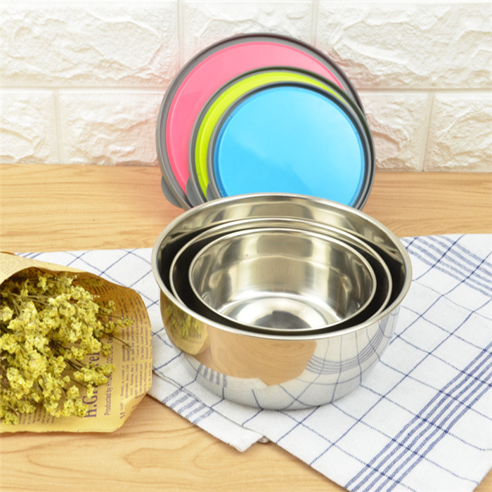 High Quality Stainless Steel Mixing Bowl With Silicone top Cover Salad Bowl