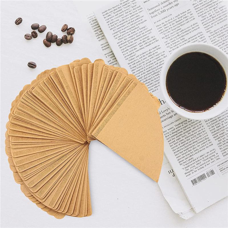 100 Pcs Disposable Paper For Pour Over Coffee Dropper & Coffee Maker Natural Brown Paper Cone Coffee Filter