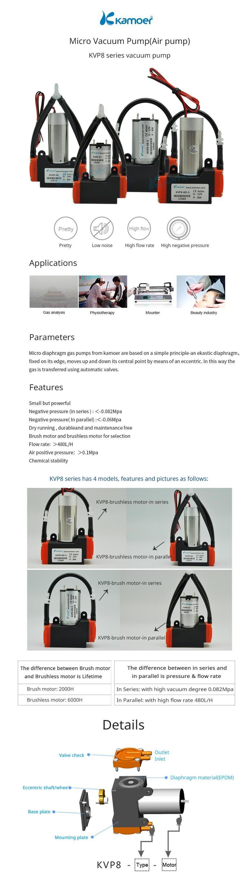 Kamoer KVP8 vacuum air pump brushless motor 12 volt dc treatment ...