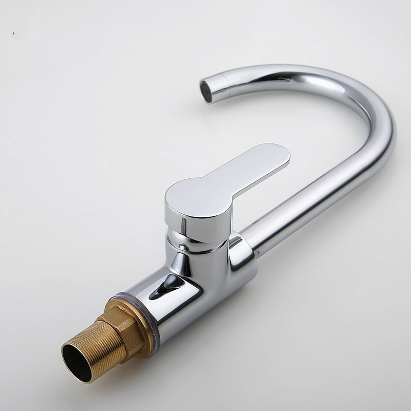 Kitchen Commercial Goose Neck Basin Farmhouse Mixer Goose Neck Faucet Sink Modern Single Handle Zinc Alloy Water Taps