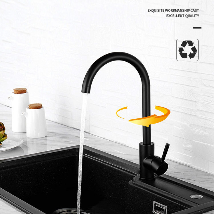 2021 Black Basin Kitchen Modern Apartment Water Taps Single Handle 304 Stainless Steel Mixer Faucet