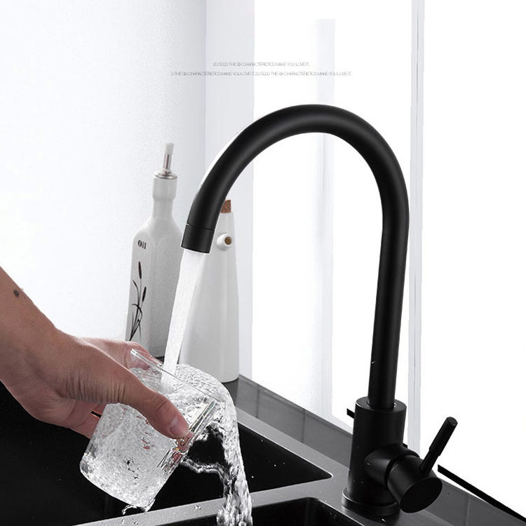 2021 Black Basin Kitchen Modern Apartment Water Taps Single Handle 304 Stainless Steel Mixer Faucet