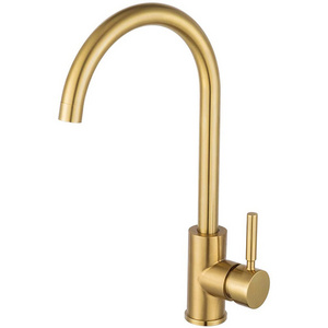 Luxury Single Hole Stainless Steel Nickel Brushed Gold Water Mixer Tap Kitchen Sink Faucet