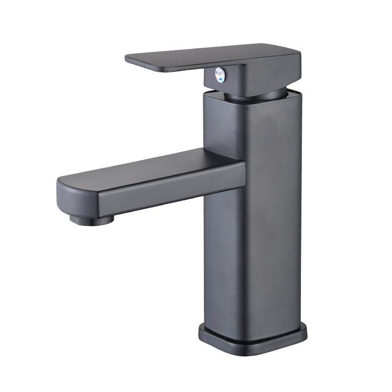 Hot Commercial Wholesale Mixer Tap Single Handle Stainless Steel 304 Black Basin Faucet for Bathroom