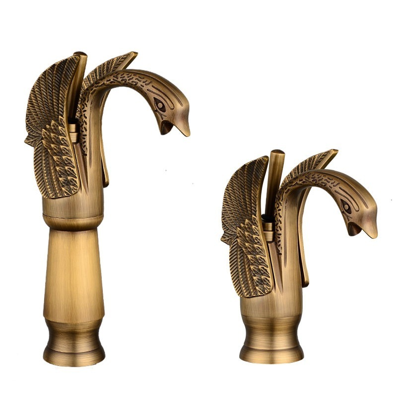 Luxury european style brass gold swan shape water basin faucet