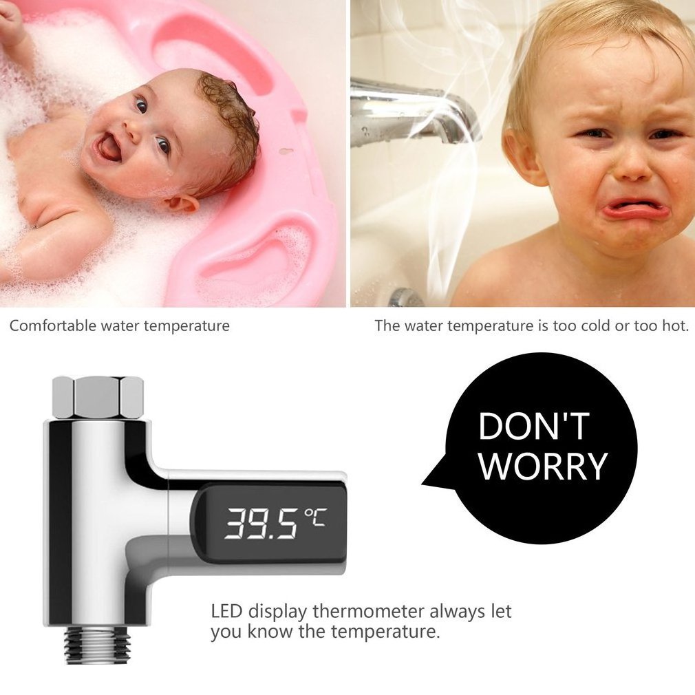 LED Display Water Shower Thermometer Self-Generating Electricity Water Temperature Monitor Energy Smart Meter Thermometer