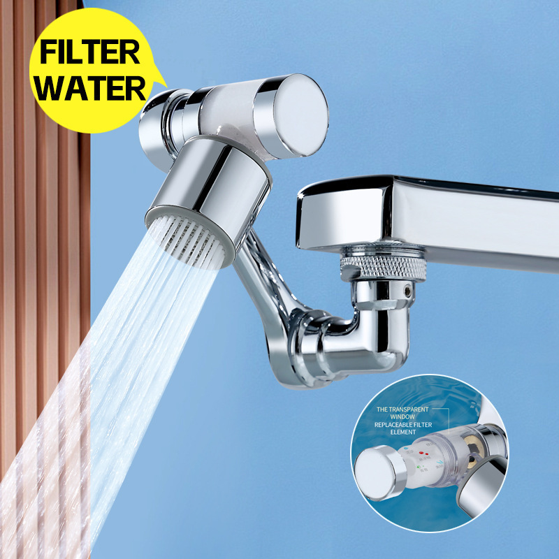 3D Rotation Extender Design Copper Robotic Arm 1080 Degree Flexible Adjustment Brass Filter Faucet Nozzle