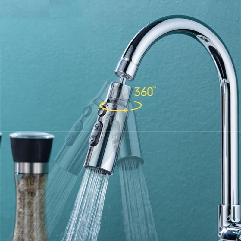 Household 360 Degree Rotatable Pull Down Nozzle Tap Adapter Extension Splashback 3 Modes Kitchen Faucet Spray Head