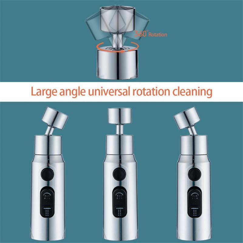 Household 360 Degree Rotatable Pull Down Nozzle Tap Adapter Extension Splashback 3 Modes Kitchen Faucet Spray Head