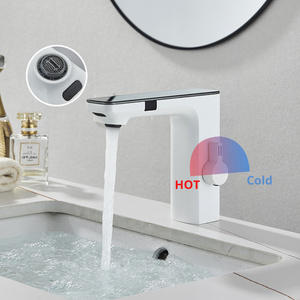 Temp Digital Display Sink Mixer Tap Smart LCD Daul Sensor Brass Automatic Touchless Basin Tap Sink Faucet For Bathroom