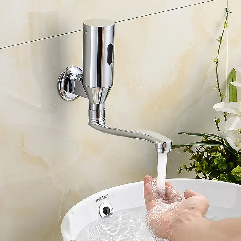 Commercial Sanitary Ware Wall-mounted Smart Basin Mixer Tap Automatic Sensor Hand Washing Touchless Basin Faucet