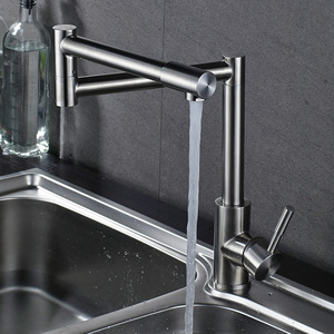 Single Handle Single Hole SUS 304 Stainless Steel Kitchen Tap Flexible Stretchable Swivel Folding Kitchen Sink Faucets