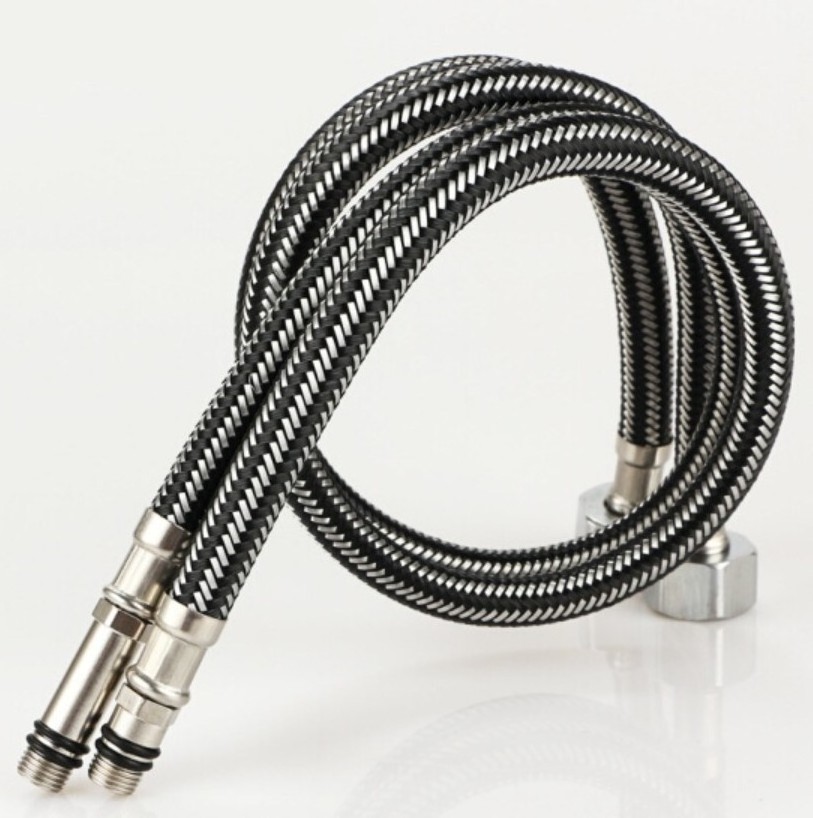 G1/2 G3/8 G9/16 Stainless Steel Braided Flexible Plumbing Pipes 1 Pair Kitchen Bathroom Faucet Intake Connection Pointed Hose