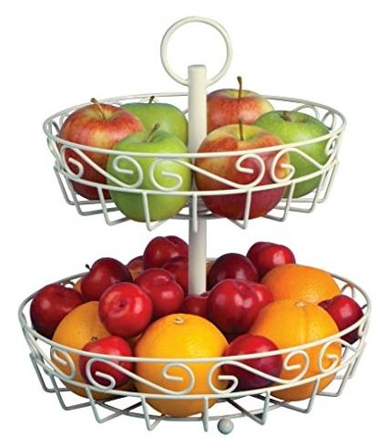 Countertop Fruit Basket Bowl Stand 2-Tier Round Wire Fruit Storage Basket Fruits Baskets Home & Restaurant & Kitchen Decorative