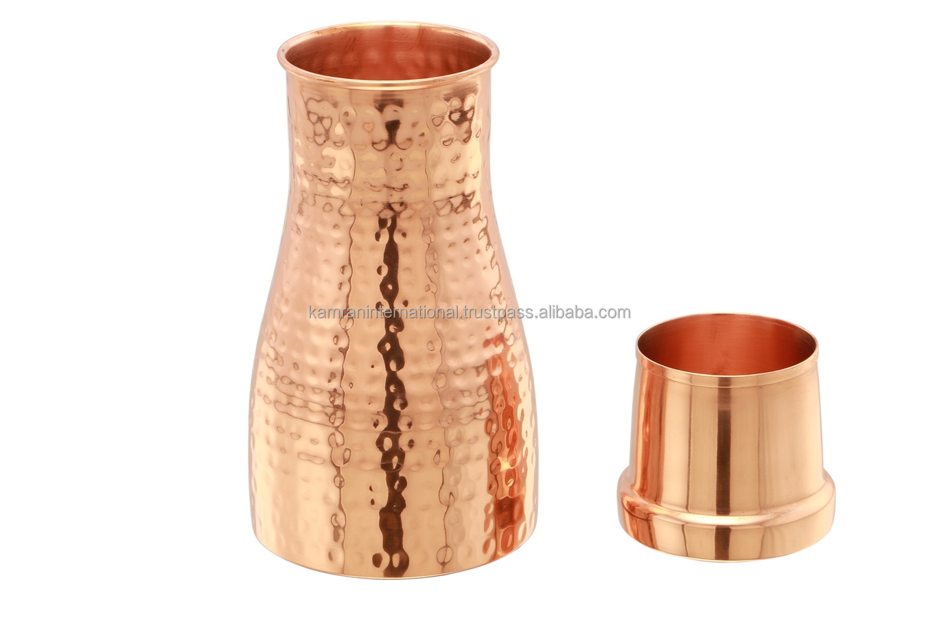 BPA FREE FOOD GRADE COPPER WATER PITCHER SET,  FLOWER PRINTED ENAMELED 100% COPPER SMOOTH PITCHER WITH 4 COPPER TUMBLERS,