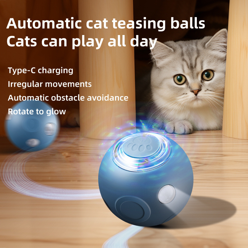 2024 Smart Interactive Illumination Silicone Cat Toy Ball 2 Modes USB Rechargeable Fun and Engaging Indoor Cat Toy