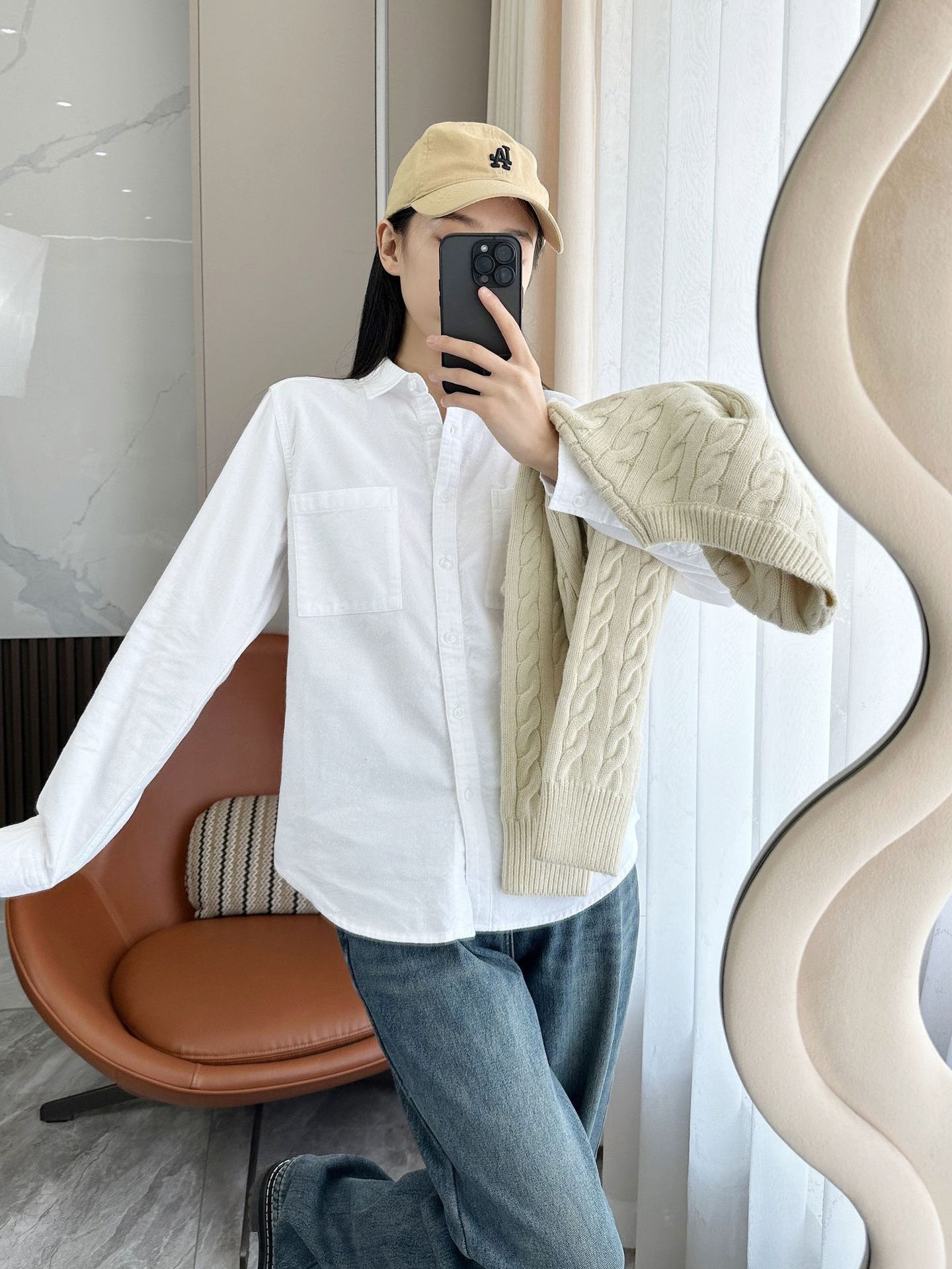 Commuter white shirt Women's thickened matted cotton casual wear overlay shirt top modest blouses & shirts