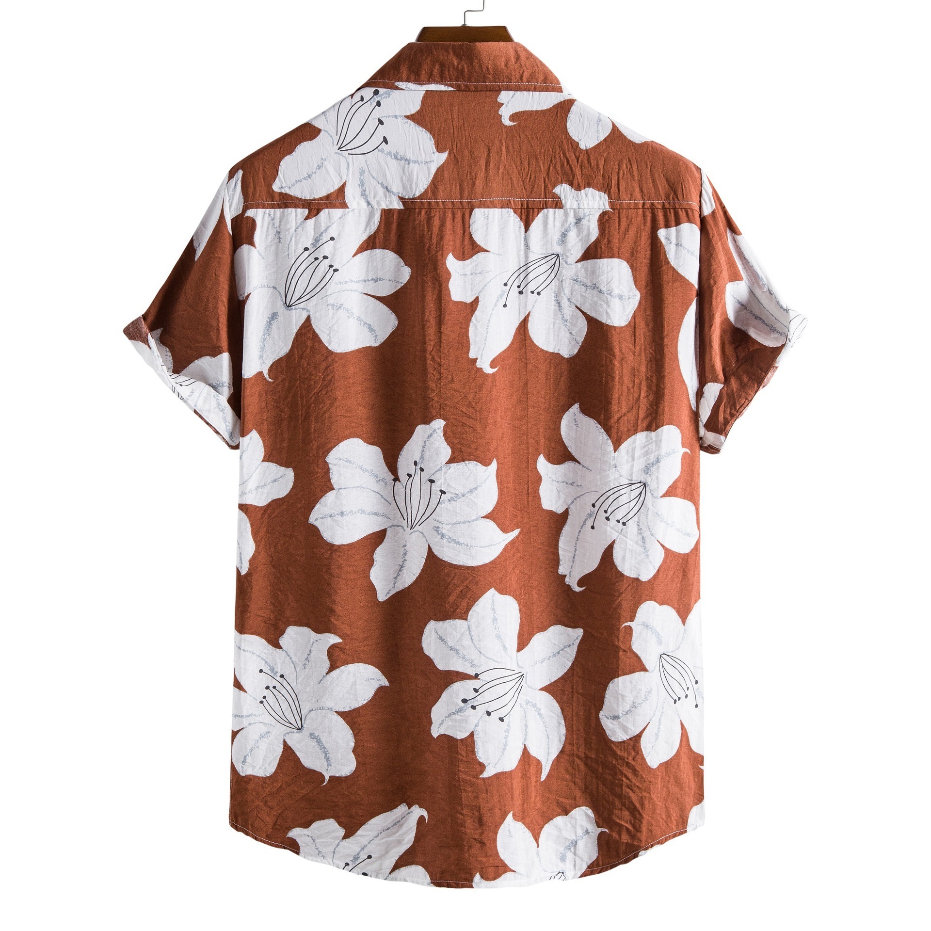 Mens summer beach fishing shirts custom holiday Linen  printing short sleeve man hawaiian shirt