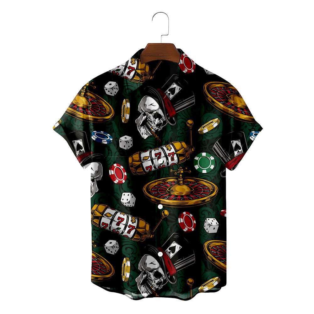 Custom Digital Print Shirt  Billiards Gamble Casino Print Hawaii Beach Shirt for Men Women