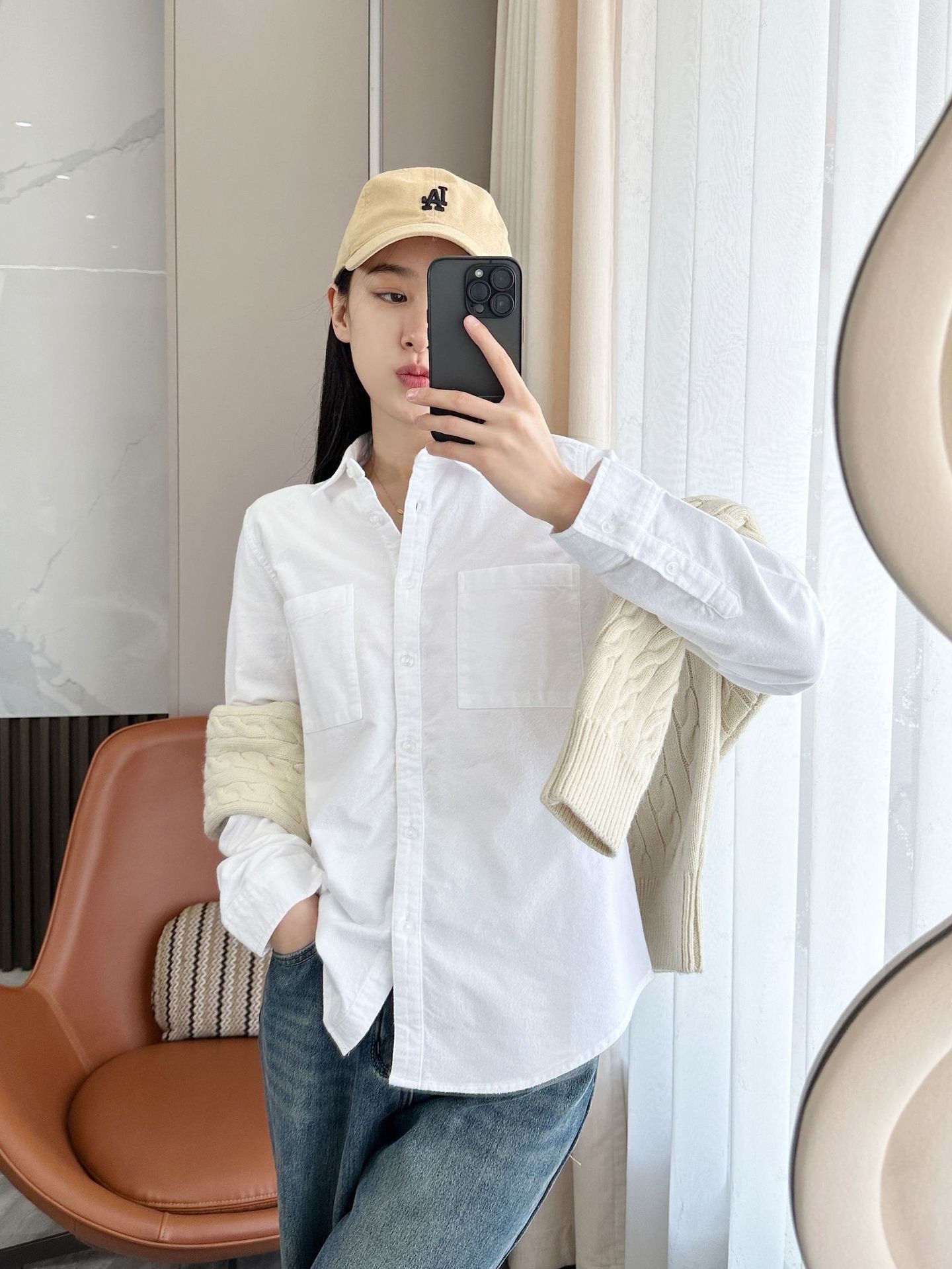 Commuter white shirt Women's thickened matted cotton casual wear overlay shirt top modest blouses & shirts