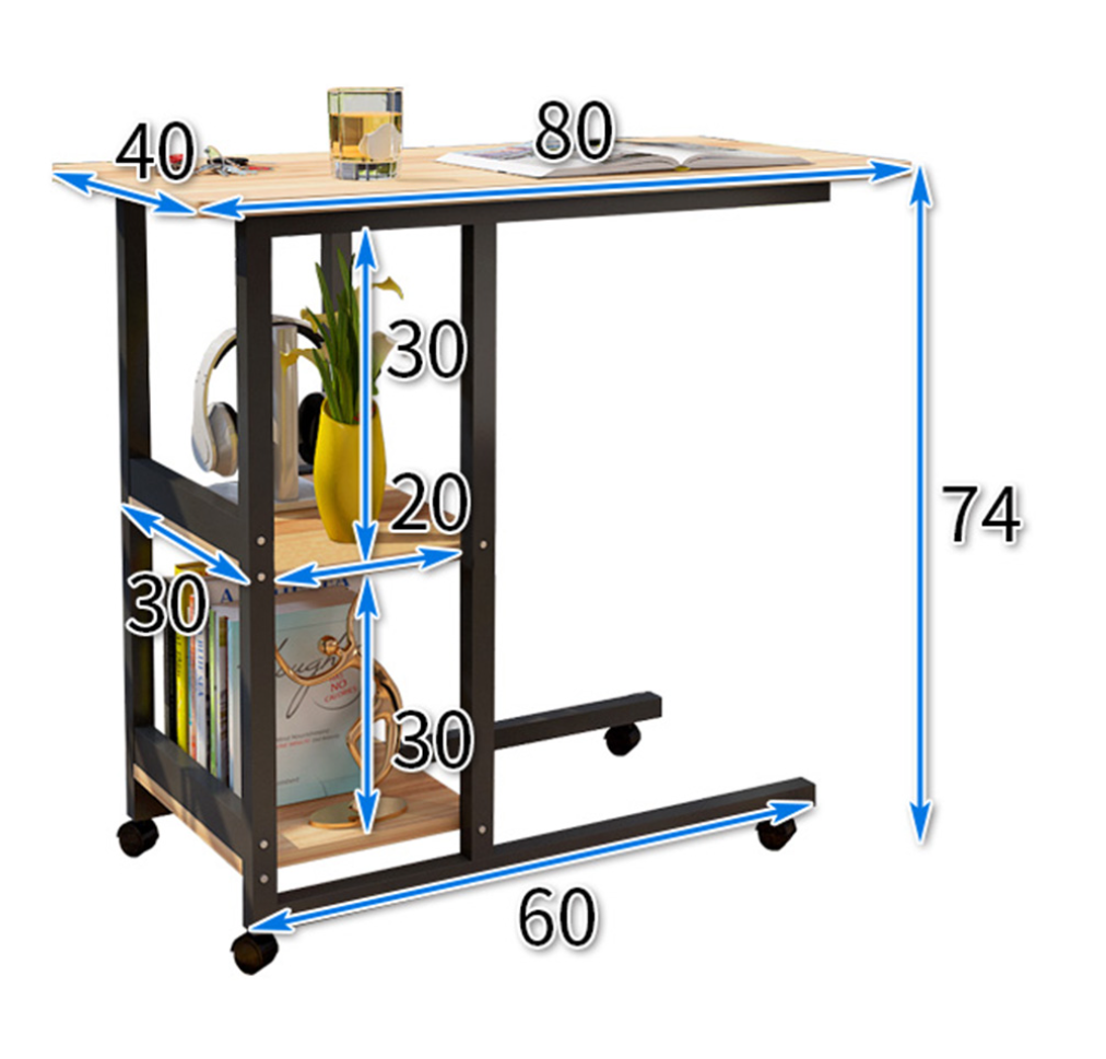 Over bed table with wheels Portable Bed Side Desk  Metal MDF Bedroom Small Mini Tea  Bed Sofa Side T