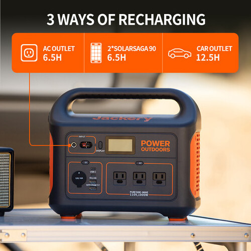 Portable Power Station with 2 Solar Panels Kit 1000W AC Inverter (2000W Surge) 23% Solar Panel Conversion Efficiency