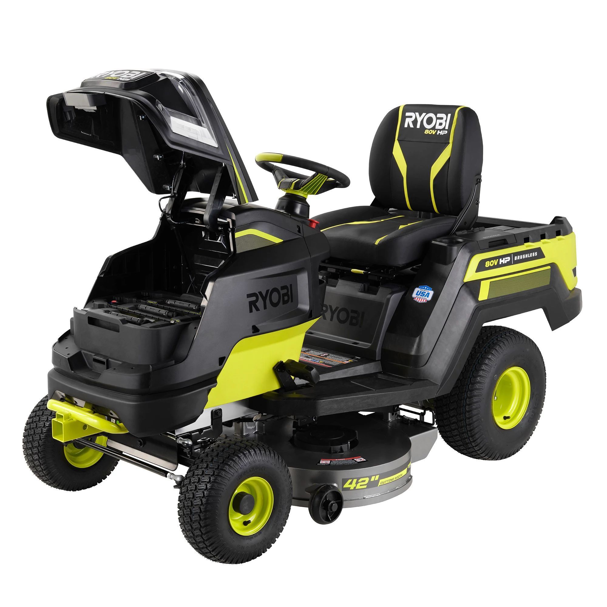 Brand New Intelligent Rear-wheel Drive System 80V HP BRUSHLESS Riding Lawn 42 IN BATTERY CORDLESS TRACTOR