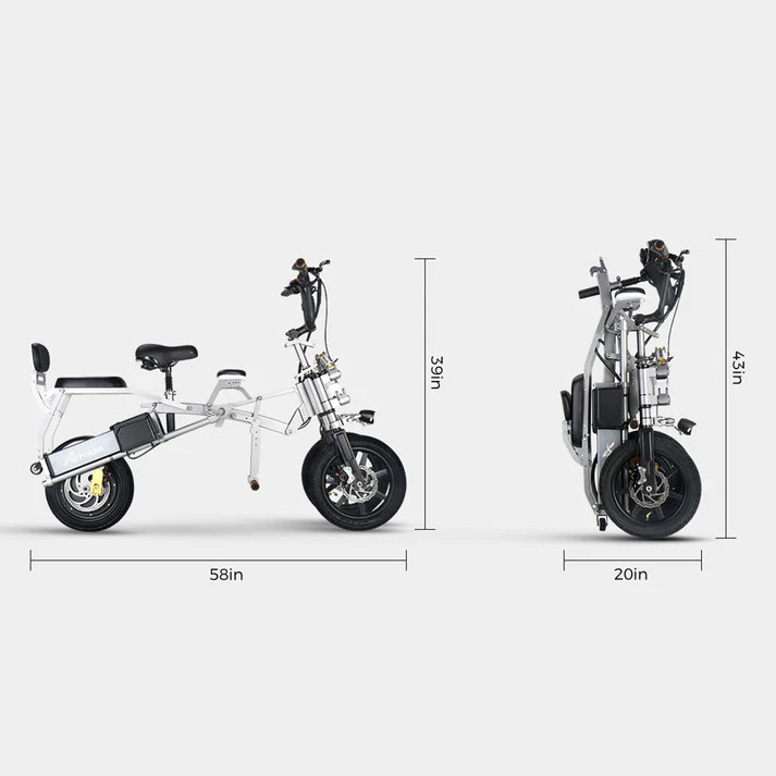 Lowest Price 2024 Electric Reverse Foldable Trike Bicycle Bike Scooter Ebike E-scooter Tricycle