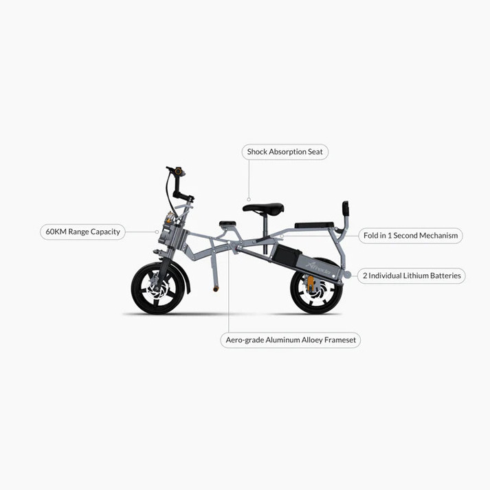 Lowest Price 2024 Electric Reverse Foldable Trike Bicycle Bike Scooter Ebike E-scooter Tricycle