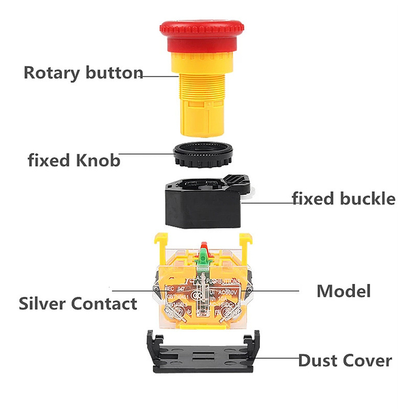 LA38-11ZS power self-locking emergency stop switch mushroom head button 22mm rotary reset momentary button switch