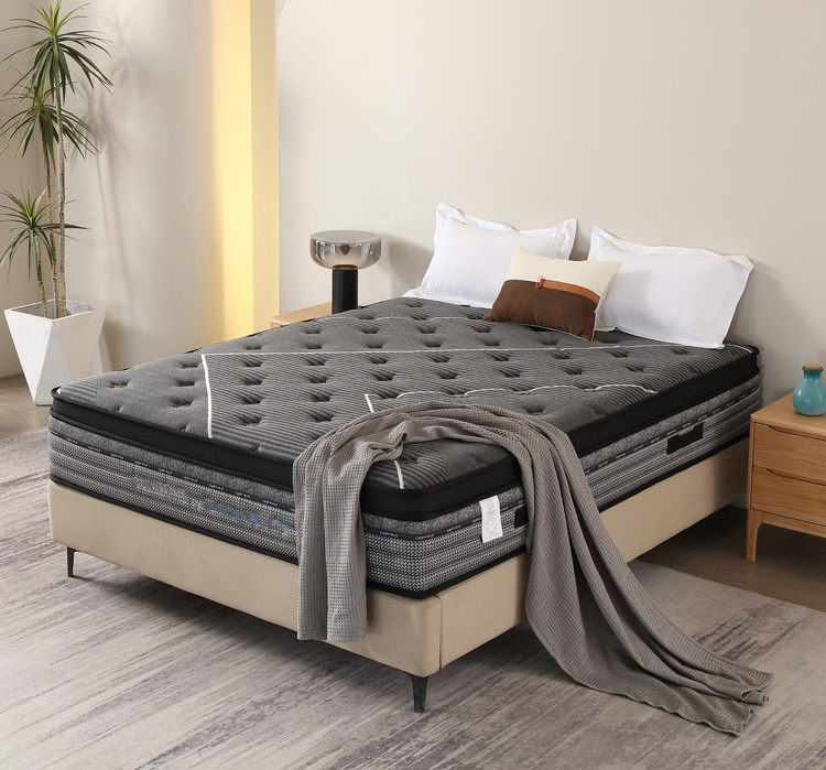 12inch bamboo charcoal black king size mattress extra firm viscoelastic gel memory foam pocket spring mattress roll in box