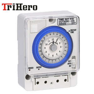 Trihero TB388 Non Power Failure 24 Hours Mechanical Timer Switch with Battery 100V-240V 15A Time Switch