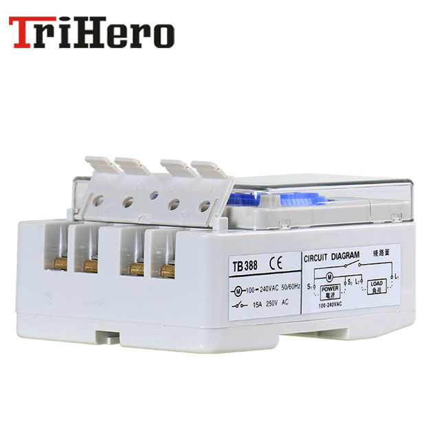 Trihero TB388 Non Power Failure 24 Hours Mechanical Timer Switch with Battery 100V-240V 15A Time Switch